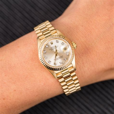 rolex president 18k gold datejust black diamond dial ladies|Rolex lady Datejust 69178.